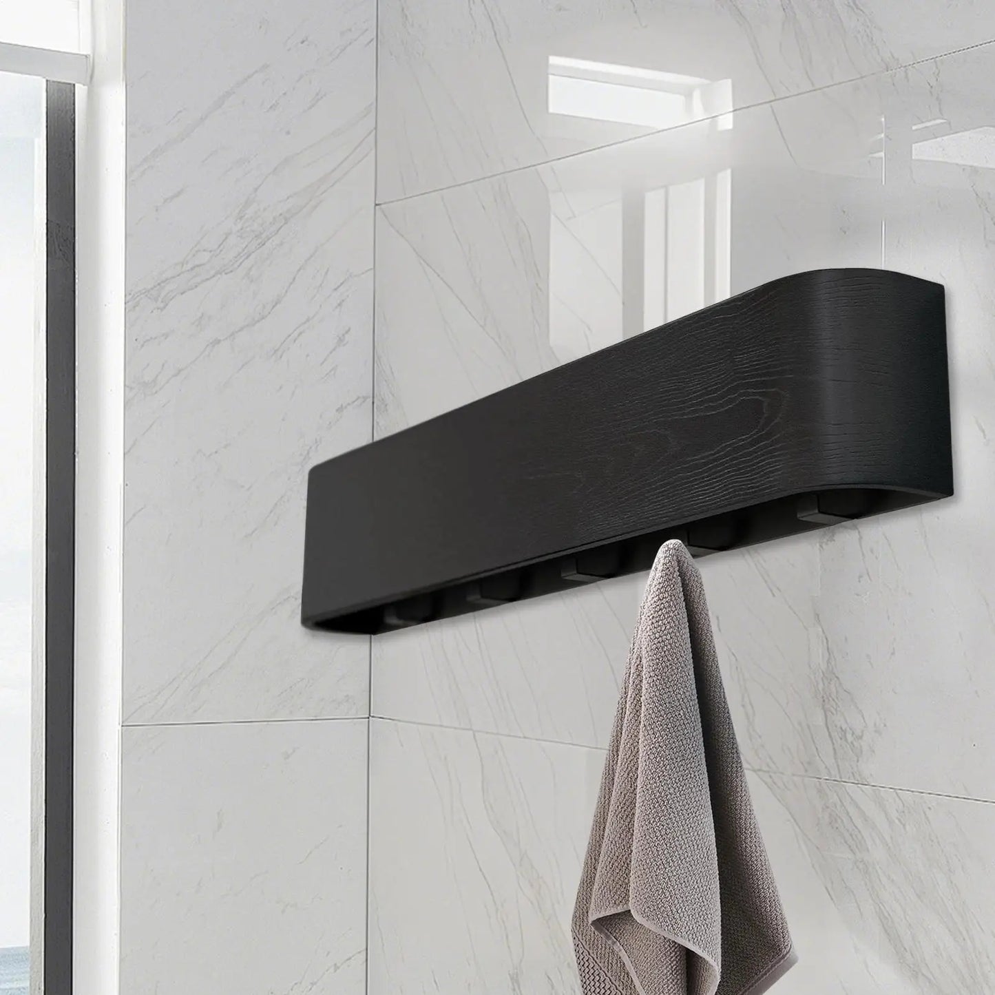 Wall-Mounted Coat Rack Wall Coat Hanger Rack with Folding Hooks No-Drill Organizer Wooden Clothing Hanger for Household Bag Keys