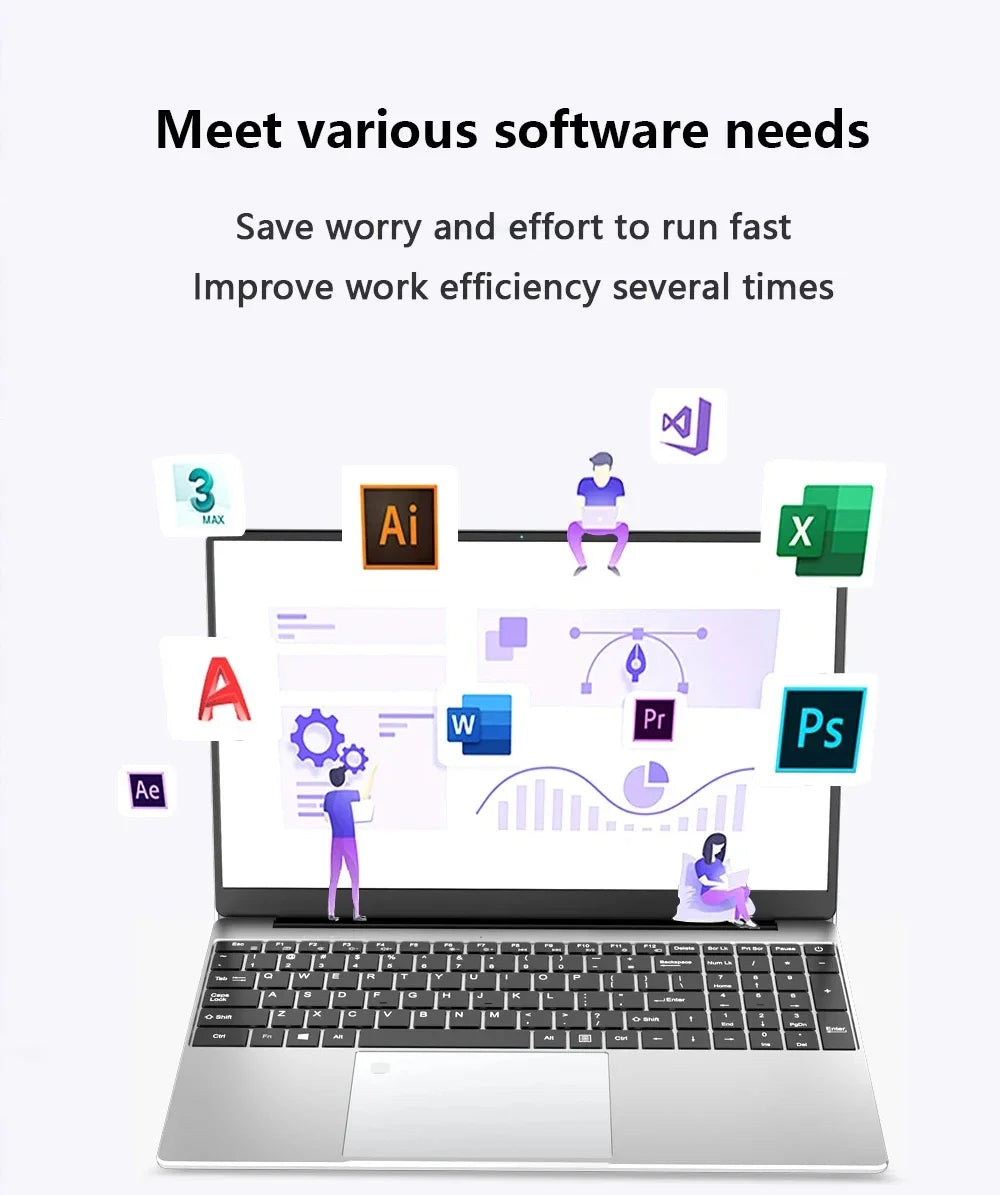 2025 New Original 15.6-inch Laptop Intel Core i7- 8500Y Laptop Windows 11 Pro 16GB DDR4 1TB SSD Gaming Office Learning Computer