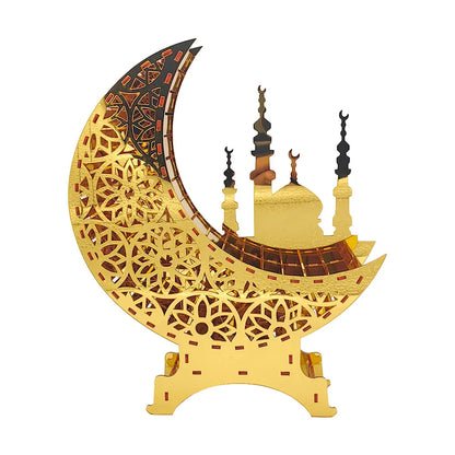 Ramadan Kareem LED candle Acrylic Mirror Moon Castle LED Night Light  Eid Mubarak Al-Fitr Tabletop Ornament DIY Party Gifts