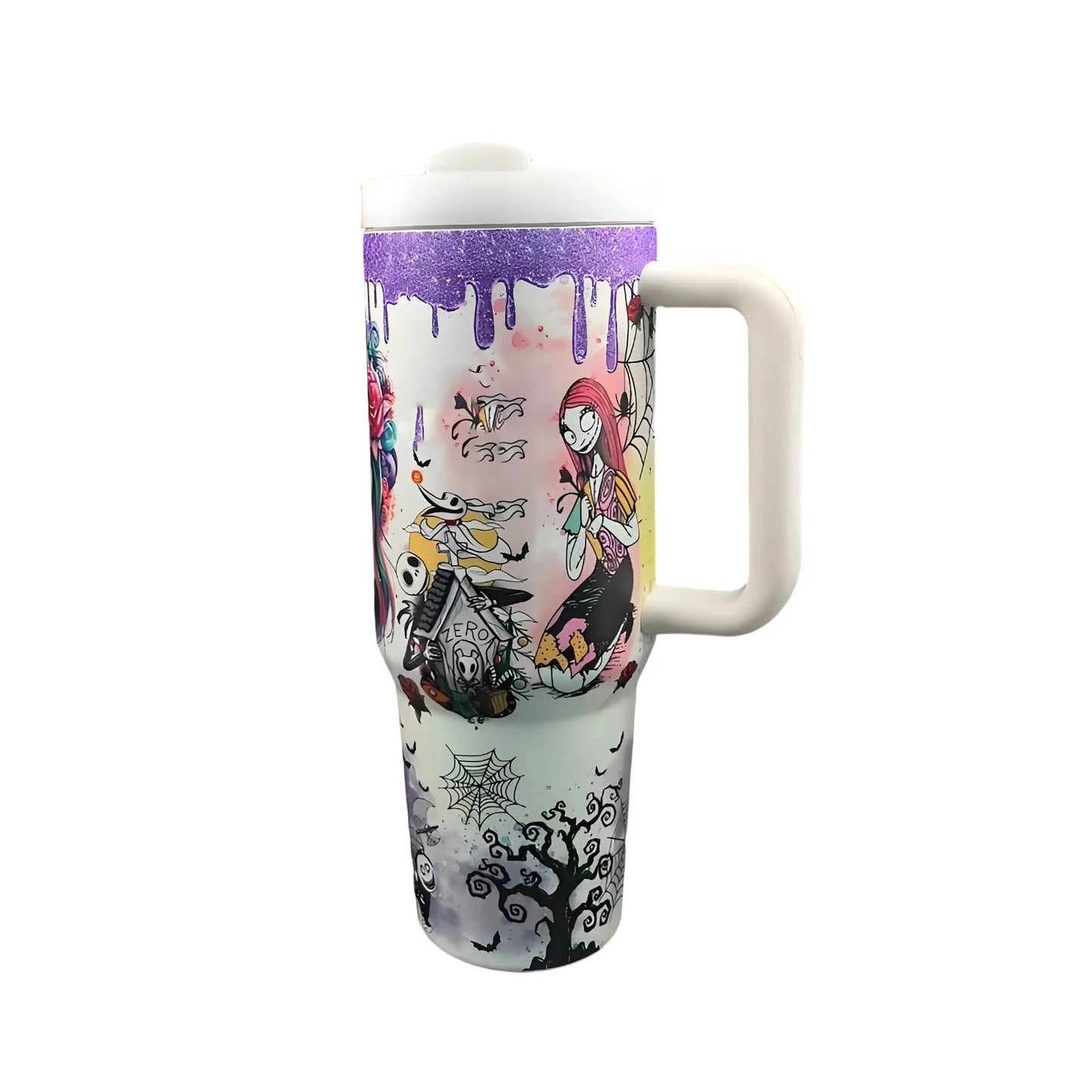 Glow in the Dark Halloween Travel Mug,Insulated Stainless Steel Halloween Coffee Tumbler, Spooky Cups for Adults, Festive Glow i