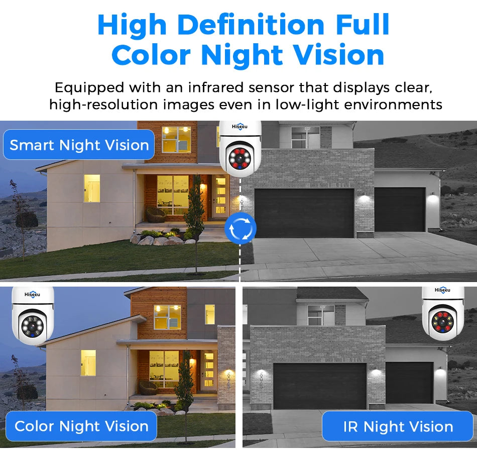 Hiseeu 3MP Wifi PTZ IP Camera E27 Light Bulb Camera Night Vision Auto Tracking Two-way audio Wireless CCTV Surveillance Security