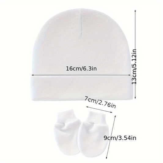 3Set/lot Newborn Baby Hat Gloves Suit Cotton Boys Girls Beanie Hats Cartoon Printed Prevent Face Infant Gloves Shower Gifts