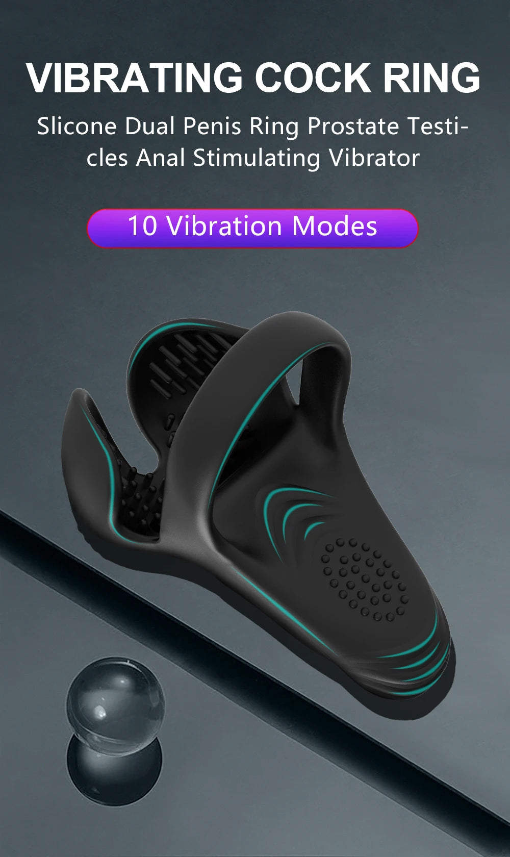 Vibrating Cock Penis Ring Testicle Massager Perineum Scrotum Stimulator Prostate Vibrator Delay EjaculationSex Toys for Men