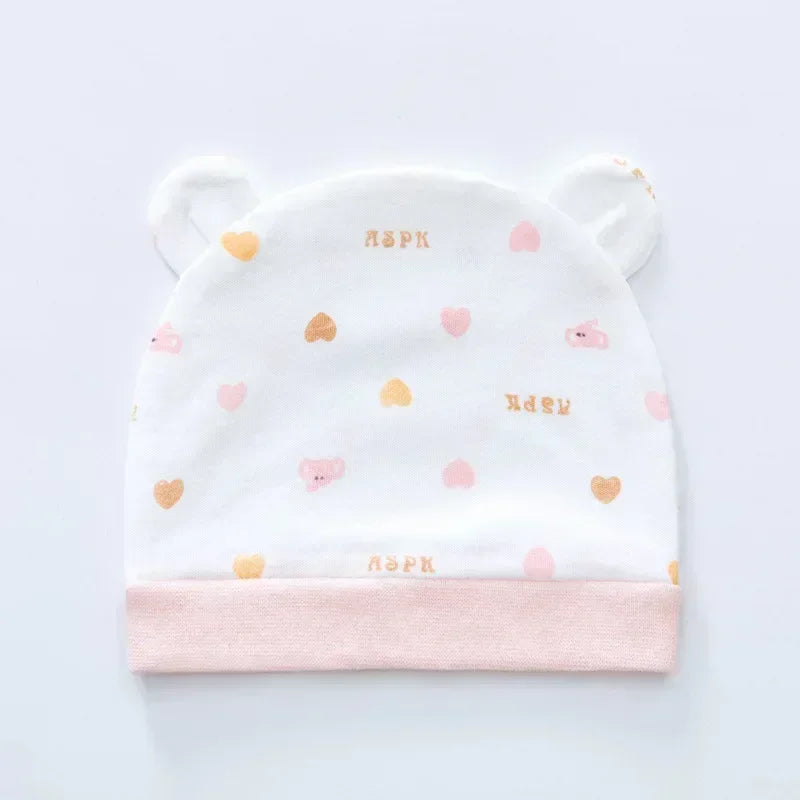 Newborn Cotton Soft Hat Baby Pure Cotton Cartoon Cap Infant 0-3 Months Windproof Spring Hat Kids Cap Newborn Accessories