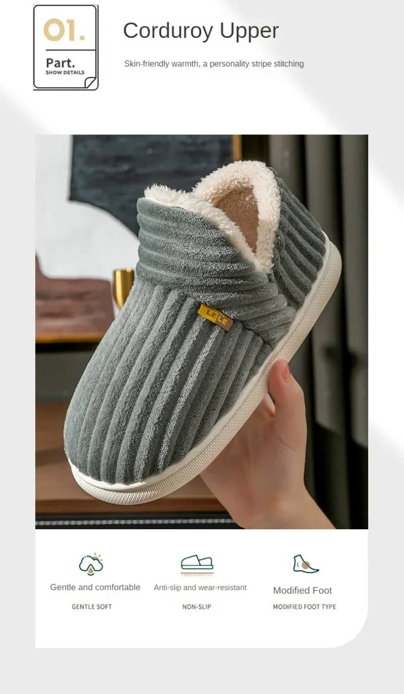 New Fur Slippers For Women Men Winter Furry Fashion Warm Ankles Plush Cozy Slides For Home Indoor Soft Sole Cotton Shoes