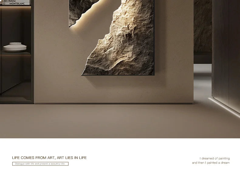 Light Luxury Entrance Decoration Mural Light Abstract Sandstone Texture Hanging Painting Atmospheric 2025 New High-End Corridor