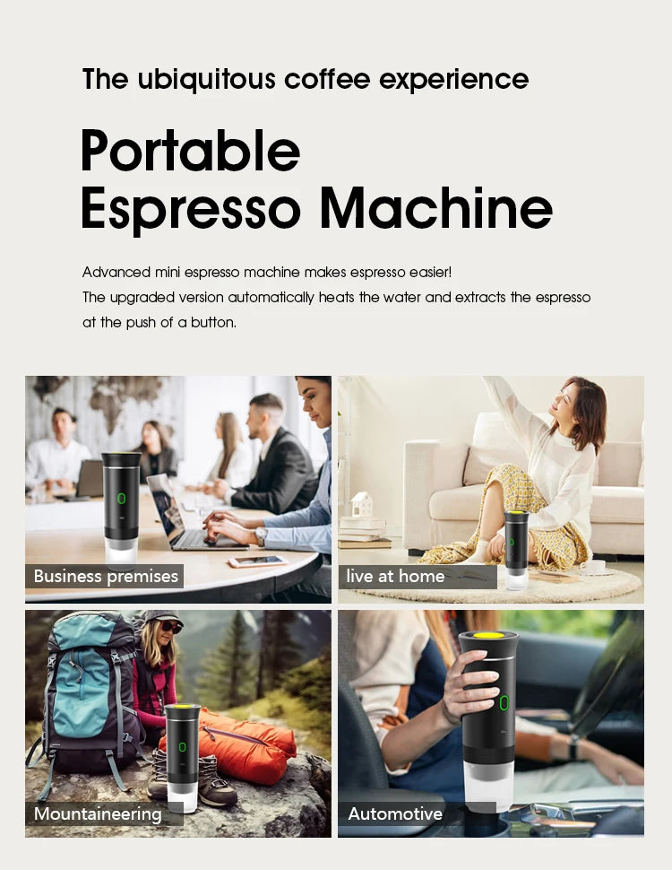 Portable Electric Capsule Coffee Maker Wireless Espresso Maker with Heater Pump 3-in-1 Car Travel Coffee Maker