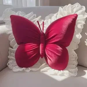 Princess Butterfly Office Pillow Ruffle Lace Living Room Bedroom Sofa Cushion Room Decor Plush Pillow Car Seat Companion Pillows