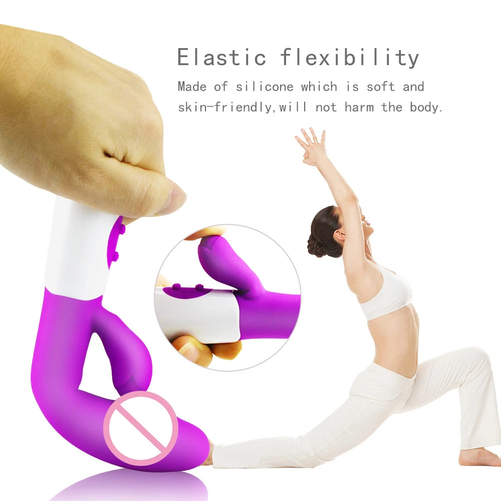 Silicone G Spot Dildo Rabbit Vibrator Dual Vibration 10 Speeds Female Vagina Clitoris Massager Adult Sex Toys For Women