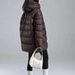 Winter Hooded Warm Mid Length Down Jacket Female Double Zipper Solid Parker Outwears Women 90% White Duck Down Loose Down Jacket