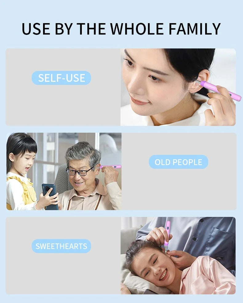 Ear Cleaner with Camera Set HD Ear Sticks Otoscope USB C Charging Endoscope Wax Removal Tool Earpick Ear Cleaning Set NK3 Pro