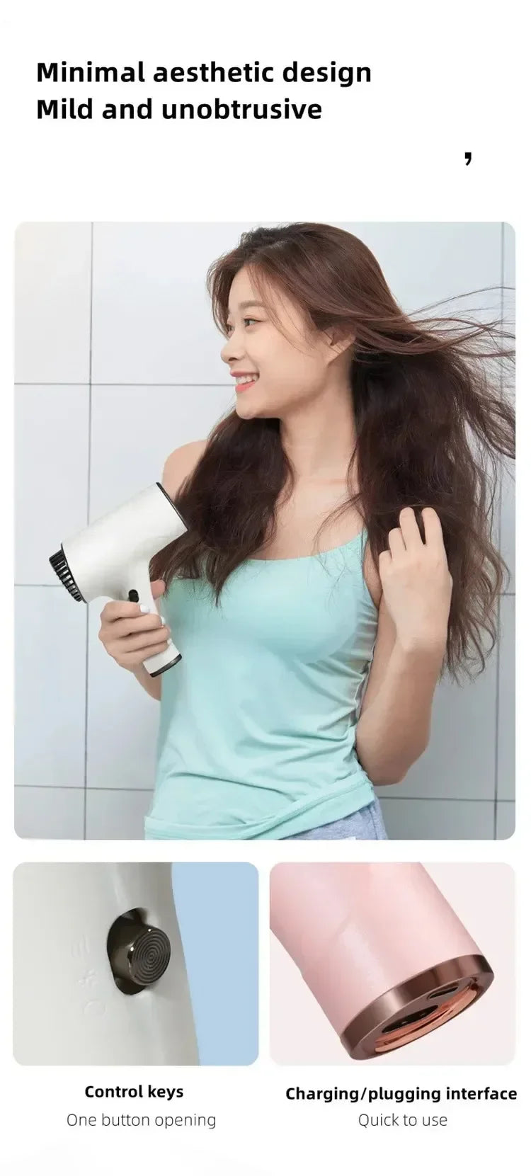220V Portable Wireless Hair Dryer Rechargeable Blow Dryer Travel Fast Dry Hair Lithium Battery Strong Wind Art Joint Examination