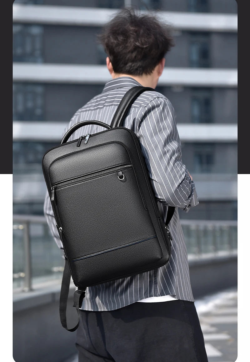 Executive Backpack Men PU Leather USB Charging Satchel Briefcase Office Travel Laptop Office Business Shoulder Back Pack Male