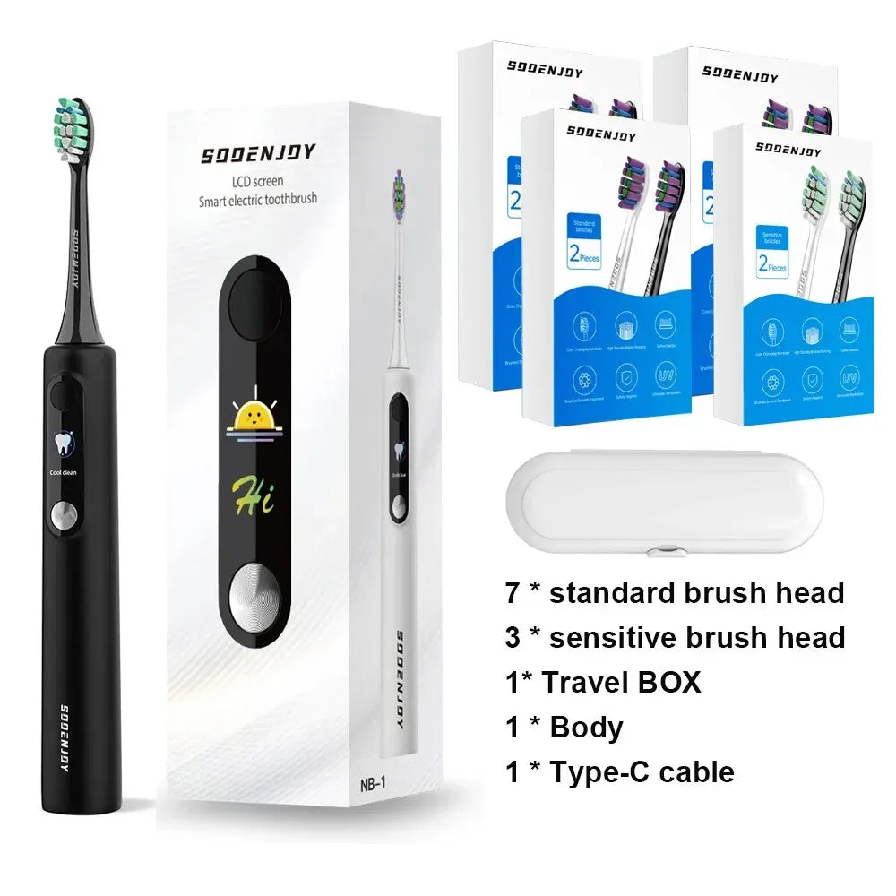 SOOENJOY Smart LCD Screen Sonic Electric Toothbrush NB-1 DIY Mode Cleaner Adult Automatic IPX7 Waterproof Teethbrush