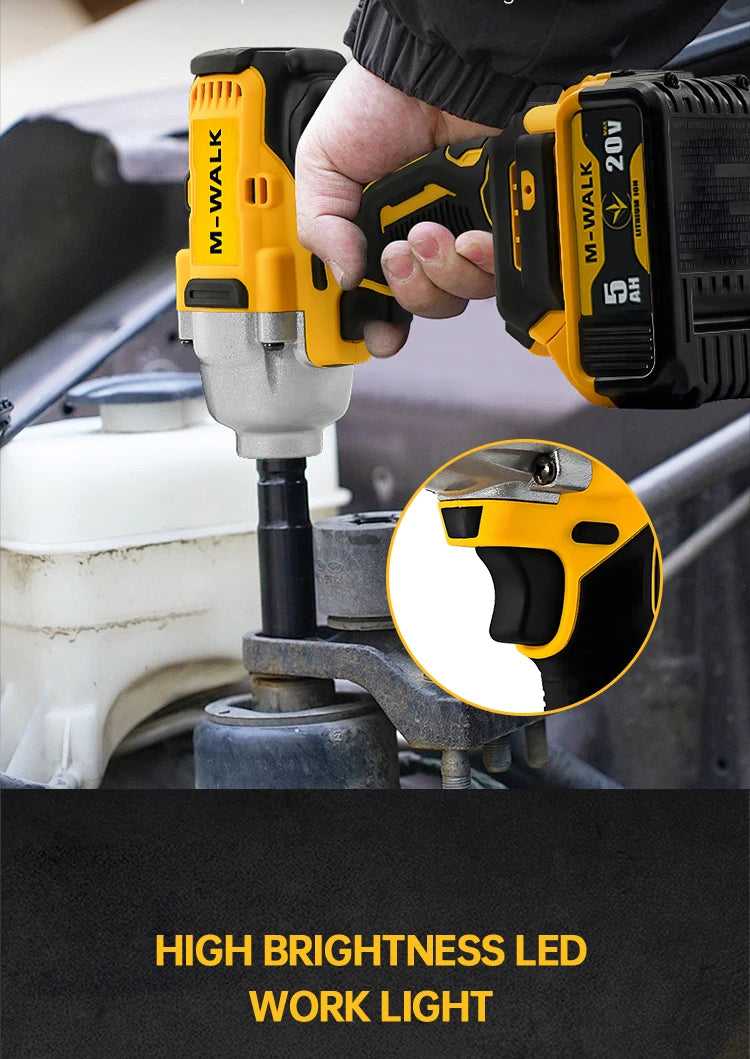 Brushless Impact Wrench 812N.m High Torque Cordless Electric Power Tool for Auto Repair/Construction For DeWalt 20V Battery Pin