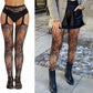 3 Pcs Pantyhose Fishnet Sexy Thigh-High Stockings Suspender Stockings for Women Garter Belt Stockings Hollow Out Pattern Tights