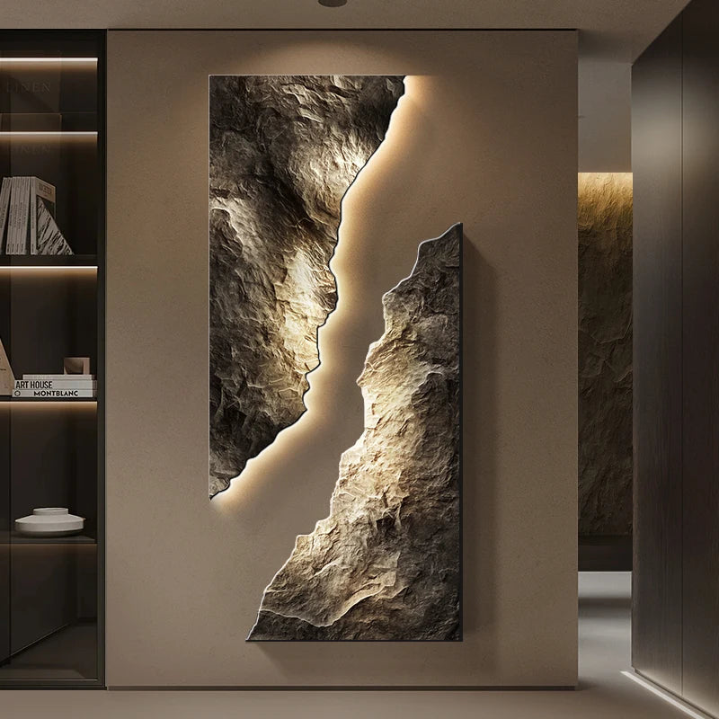 Light Luxury Entrance Decoration Mural Light Abstract Sandstone Texture Hanging Painting Atmospheric 2025 New High-End Corridor