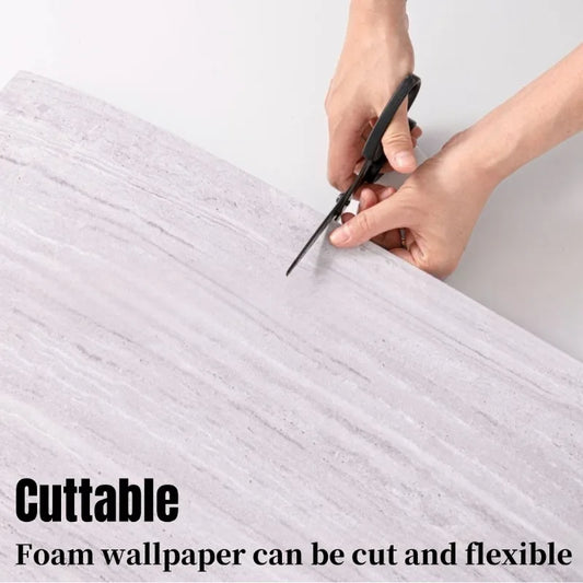 Imitate Travertine Wallpapers 3D Slate Textured Thickening Foam Self Adhesive Wall Stickers Suitable for Smooth and Flat Walls