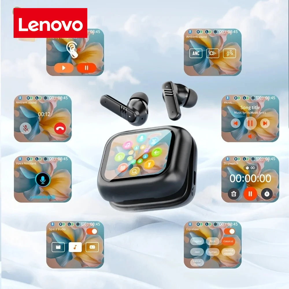 Lenovo Full-Touch Screen Headphones ANC Noise-Cancelling Bluetooth 5.4 Headphones Hi-Fi Stereo Wireless In-Ear ENC Earbuds