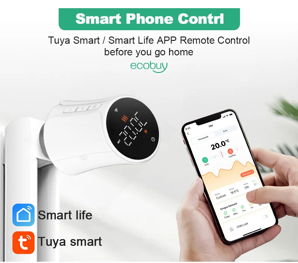 Tuya Thermostatic Radiator Valve Zigbee Thermostat Radiator Valve Tuya Zigbee Smart Home Wifi  Temperature Controller Alexa