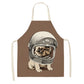 Cute Dog Pug Pattern Cotton Linen Sleeveless Chef Apron Kitchen Aprons Women Home Cooking Baking Waist Bib Pinafore 55x68cm