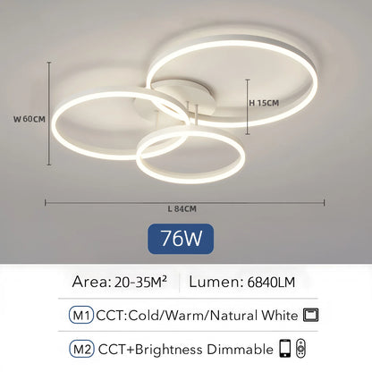 IRALAN Modern Ceiling Light with Infinitely Dimming App and Remote Control 3 Colors Changeable for in Living Sleeping and Lounge