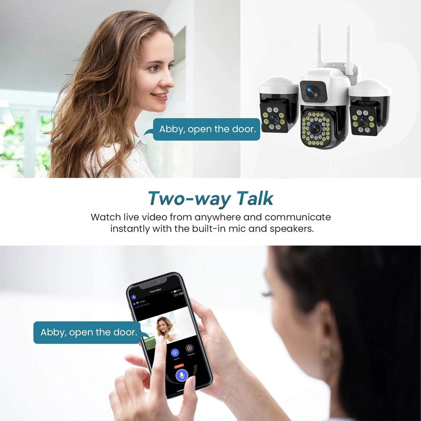 15MP 8K WiFi IP Camera 3 Lens 3 Screens Surveillance PTZ Camera IP Outdoor Waterproof  Auto Tracking  Security CCTV Cam YOOSEE