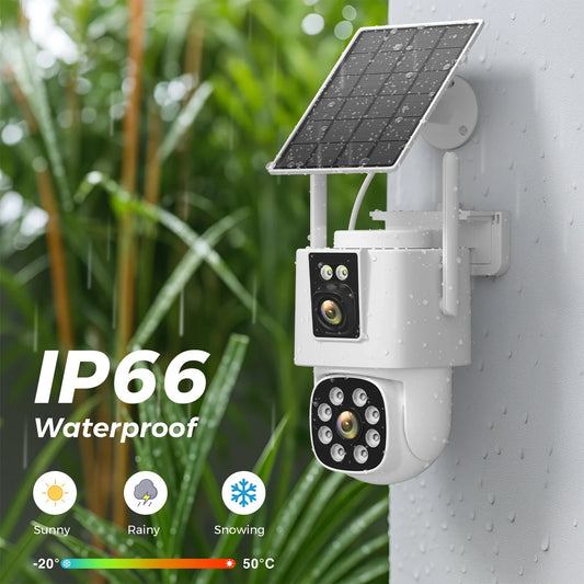 8MP 4K AOV Solar Camera Wifi 7/24 Recording Wireless Outdoor Surveillance Camera Dual Lens 365 Days Standby Home Security ICSEE