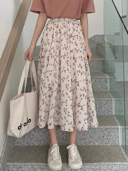 Skirt a word broken flower fairy woman super fairy sen department fairy small fresh thin temperament long skirt