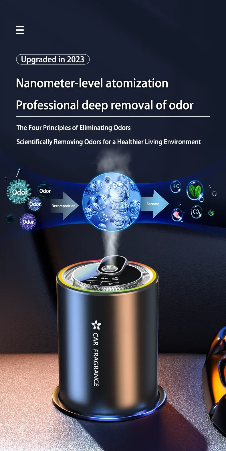 Car Diffusers For Essential Oils Aromatherapy Diffuser 50ML Fragrance Diffuser Waterless Auto Off Scent Machine For Room Car