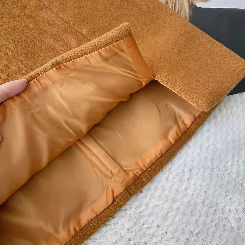 Woolen Mini Skirts Women S-5XL Slim Hip Wrap Side Slit A-line Autumn Winter Solid All-match Female Plus Size Graceful Vintage