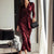 Elegant Satin Long Sleeve V-Neck Gown with Waist Belt Ankle-Length Dress Polished Autumn New Style Cross-Border Dress