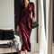 Elegant Satin Long Sleeve V-Neck Gown with Waist Belt Ankle-Length Dress Polished Autumn New Style Cross-Border Dress