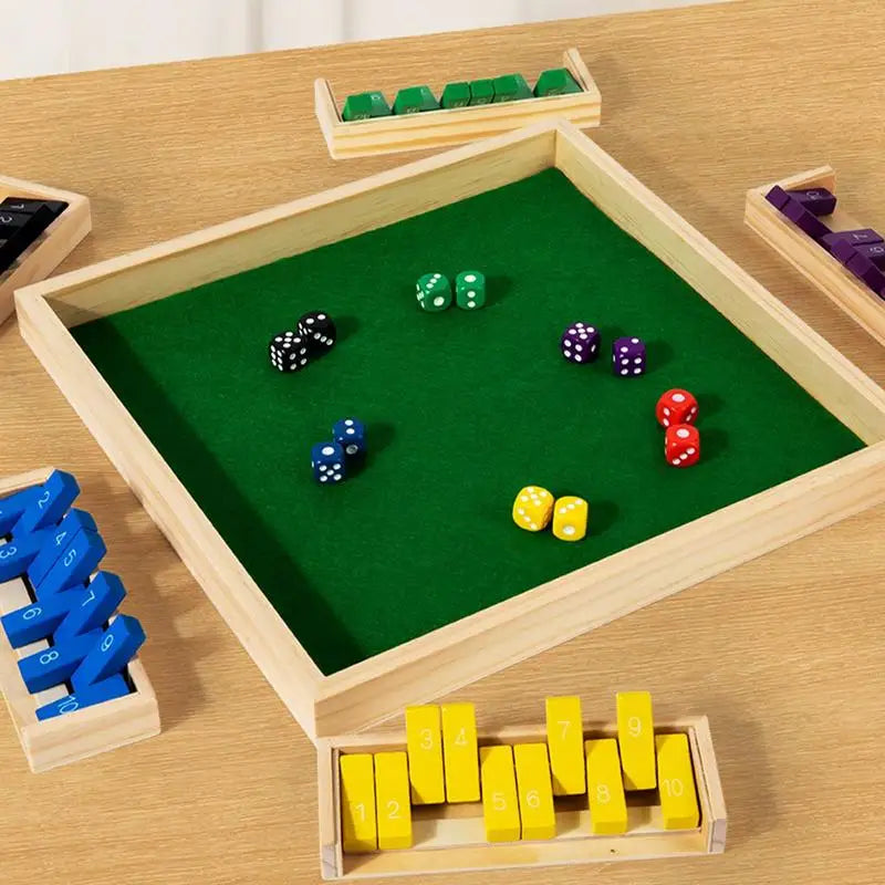 Wooden Shut The Box Dice Game 8 Dice Board Table Math Skills Game Party Club Drinking Games for Families Christmas Gift