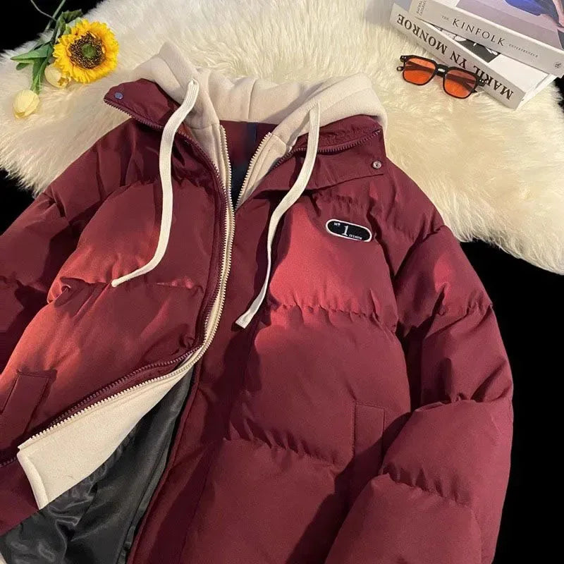 New Winter Cotton-padded Jacket Women, Two-piece Hooded Down Cotton Jacket Female Casual Warm Cotton-padded Clothing Parker Coat