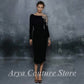 Elegant Long Sleeve Evening Dresses Tea-Length Women Event Straight Sexy Backless Dress Customized Scoop Neckline Wedding Guest