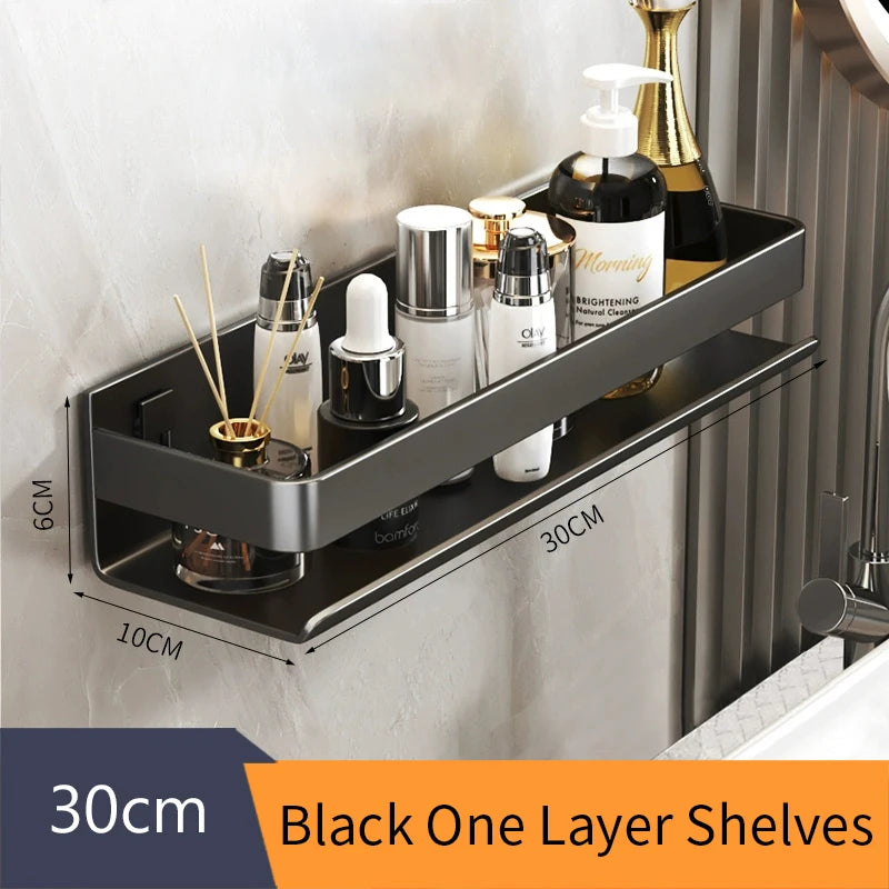 White Storage Rack For Kitchen Holder Square Metal Bath Organizer Accessorie Bathroom Shelf Shelves Wall Mounted Shampoo 811780