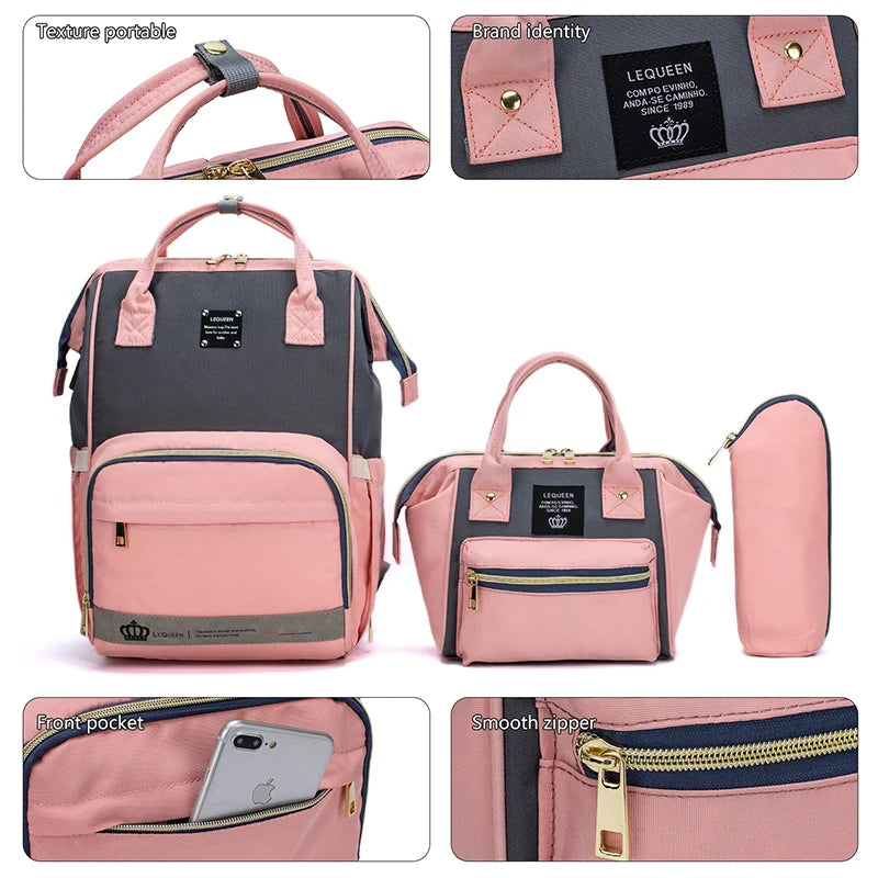 Mommy Bag Fashion Diaper Bag for Baby Nappy Bag Waterproof Mummy Bag with Diaper Pad, Pacifier Bag, Backpack, Hand Bag