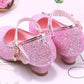 Girls High Heels Children's Leather Shoes Small Children Princess Single Shoes Sequins Students Dance Performance Gift