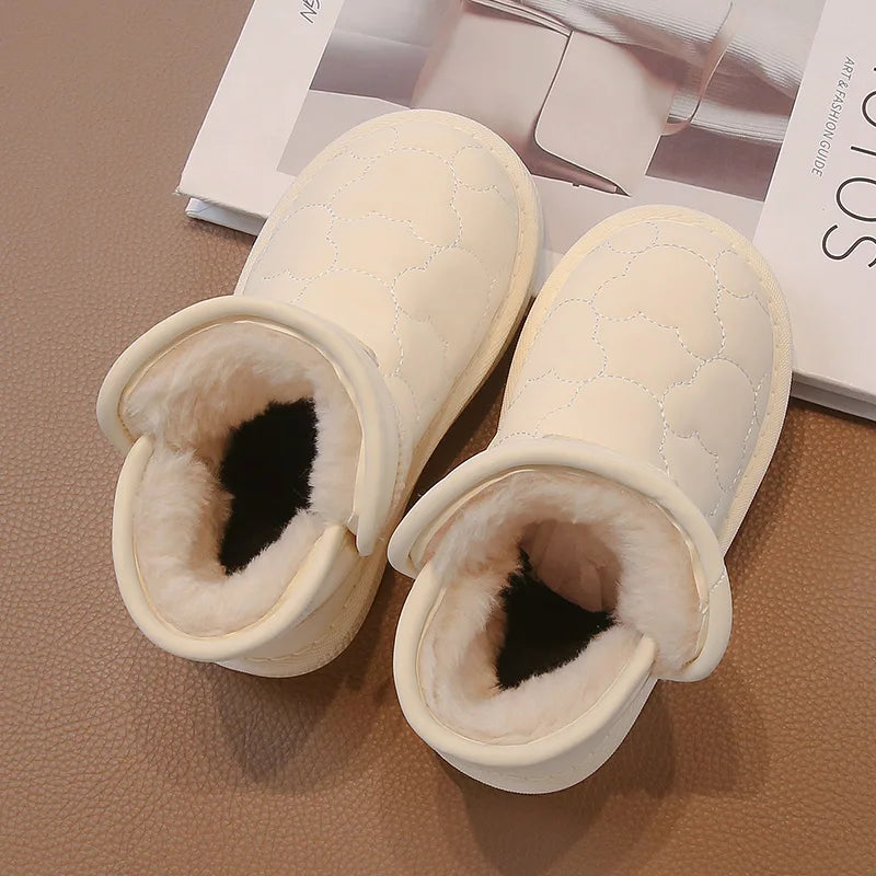 Children's Snow Boots 3-18 Years Old White Waterproof Non-slip Boys Girls Cotton Shoes Winter Soft Non-slip Kids Short Boots