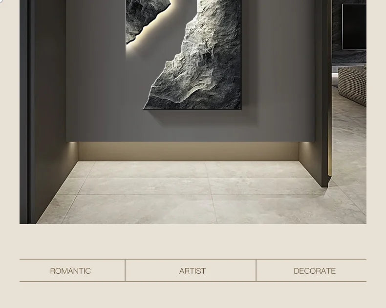 Light Luxury Entrance Decoration Mural Light Abstract Sandstone Texture Hanging Painting Atmospheric 2025 New High-End Corridor