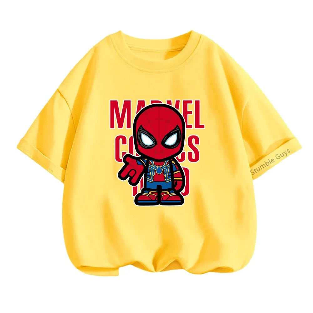 Superhero Iron Man Tshirt Kids 3 -14 Years Old Boys Clothes Top Tees The Avengers Baby Clothes Girls  T-shirts Teen Clothes