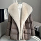 2025 Winter New Mid-length Temperament White Goose Puffer Parkas Women Fox Fur Detachable Large Lapel Fur Down Jacket High Qual