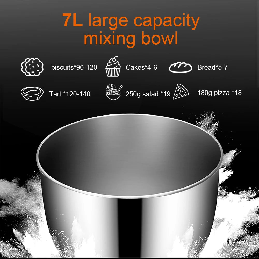 All-in-One 3-in-1 Stand Mixer with Full Metal Gears, 7L Bowl, Blender, Meat Grinder, Dough Hook, Whisk & Beater