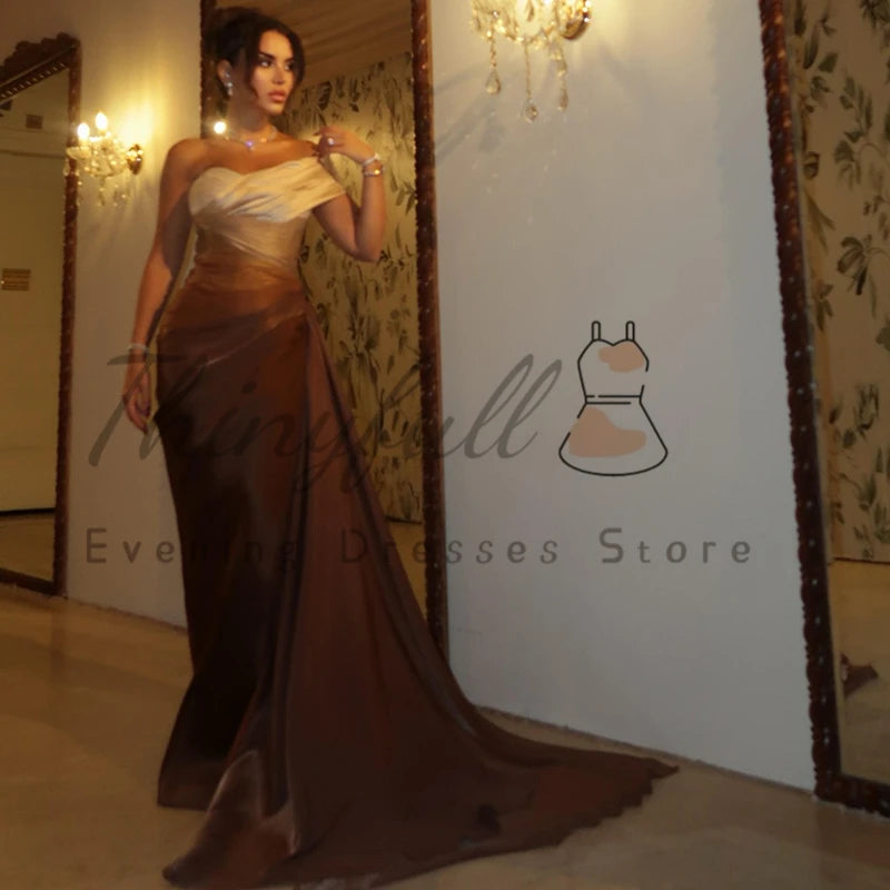 Thinyfull Formal Mermaid Prom Evening Dresses Sweetheart Gradient Color Satin Party Dress Night Cocktail Prom Gowns Customized