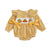 Autumn Baby Girl Thanksgiving Romper Bows Pumpkin Turkey Embroideried Plaid Ruffled Trim Crew Neck Long Sleeve Jumpsuit