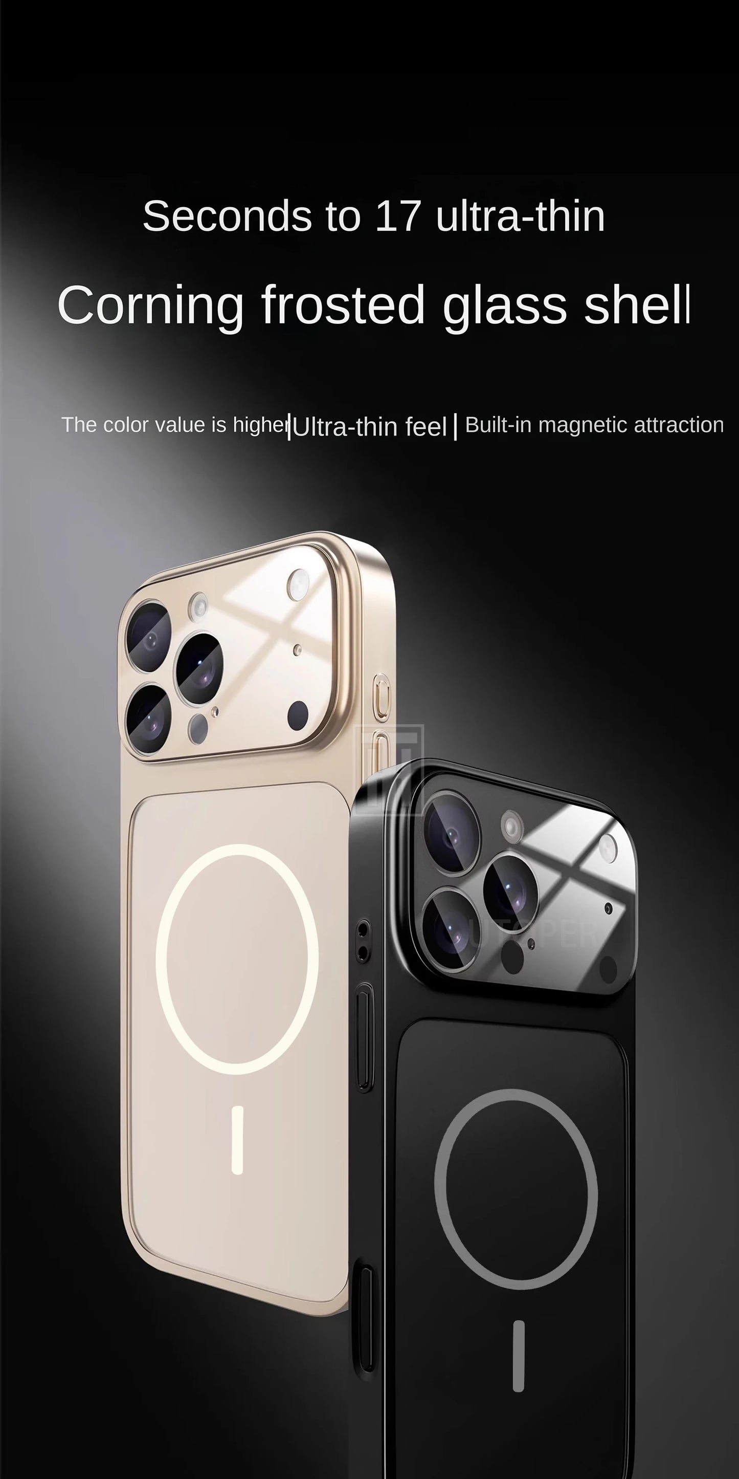 Luxury Large Frame Glass Lens Protect New Phone Case for iPhone 17 Air 16 15 14 13 Pro Max 17 Pro Magsafe Magnetic PC Hard Cover