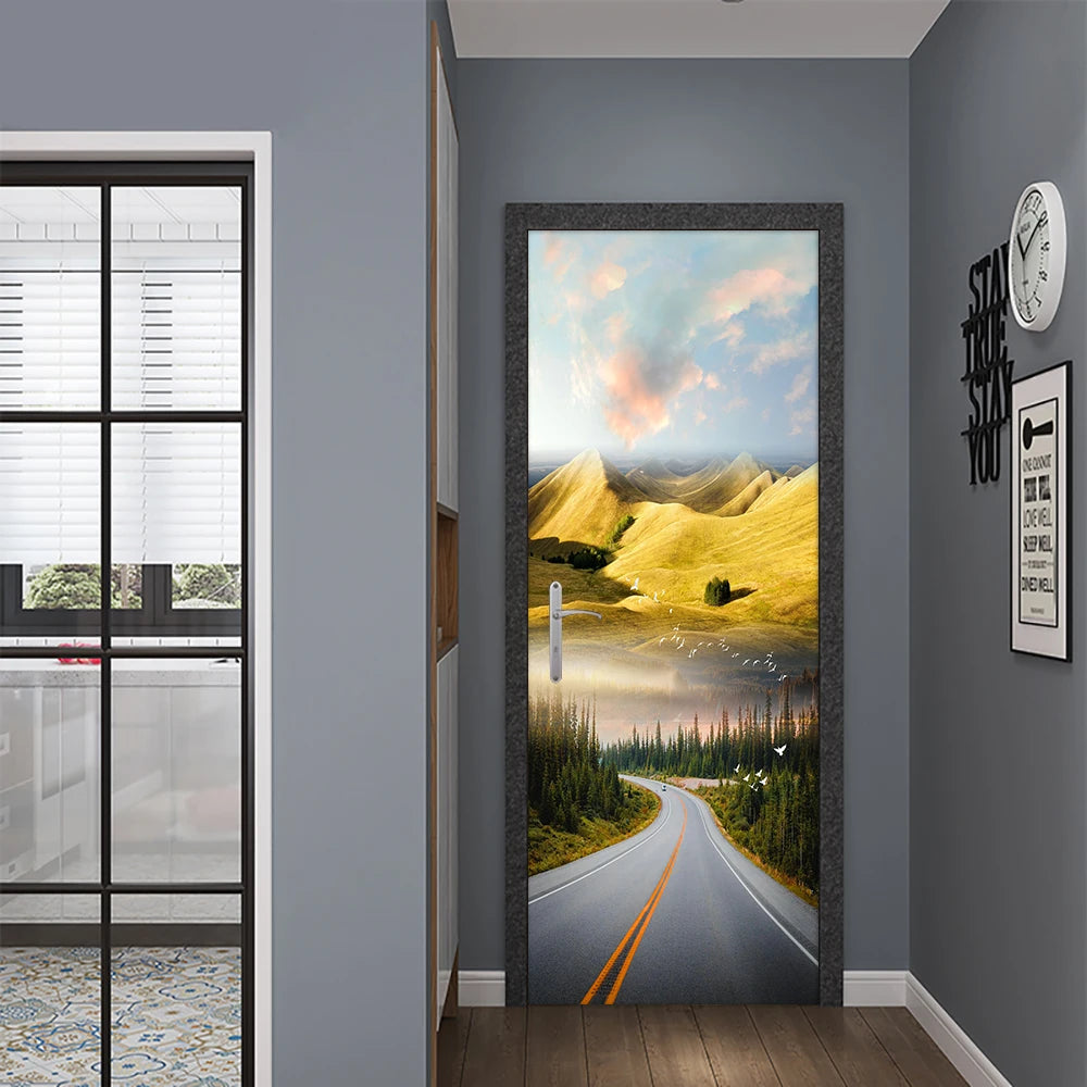 Simulation Of Gilt Leaves DIY Door Stickers Home Decoration Wall Sticker Kitchen Art Mural Peel & Stick Waterpoof PVC Wallpaper