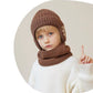 2Pcs Knitted Children Winter Hat Scarf Fleece Lining Ears Protection Kids Beanie Hats Neck Warmer Warm Child Boy Cap 4-10Y