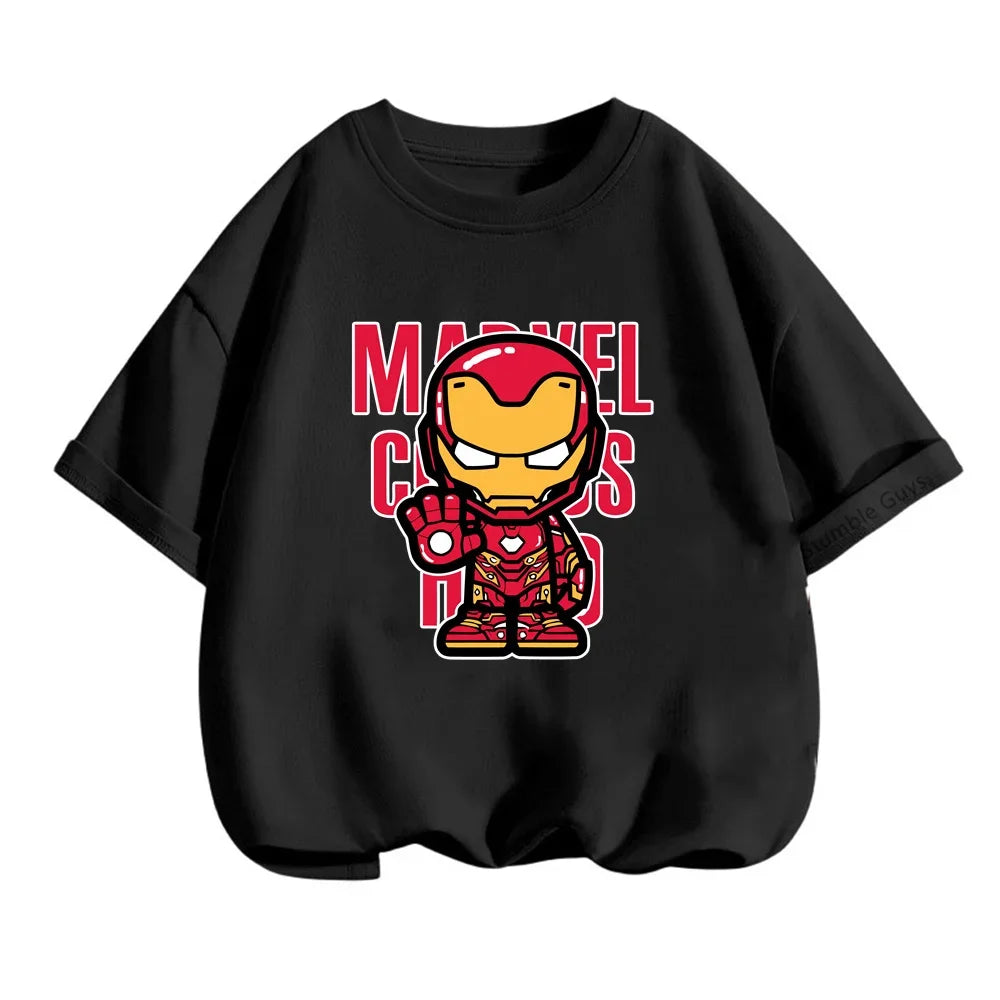 Superhero Iron Man Tshirt Kids 3 -14 Years Old Boys Clothes Top Tees The Avengers Baby Clothes Girls  T-shirts Teen Clothes